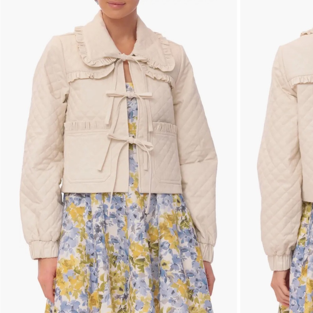 Quilted Cotton Tie Front Jacket